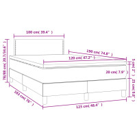 vidaXL Boxspringbett mit Matratze &amp; LED Grau 120x190 cm Kunstleder