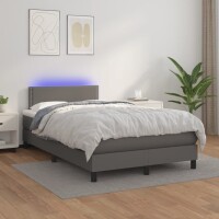 vidaXL Boxspringbett mit Matratze &amp; LED Grau 120x190 cm Kunstleder