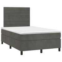 vidaXL Boxspringbett mit Matratze &amp; LED Dunkelgrau 120x190 cm Samt