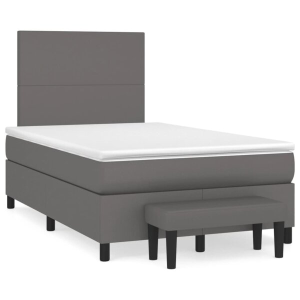 vidaXL Boxspringbett mit Matratze Grau 120x190 cm Kunstleder