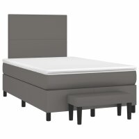 vidaXL Boxspringbett mit Matratze Grau 120x190 cm Kunstleder