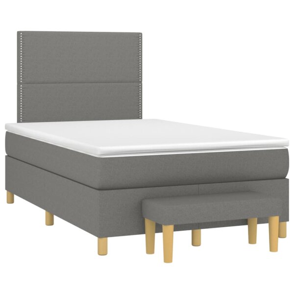 vidaXL Boxspringbett mit Matratze Dunkelgrau 120x190 cm Stoff