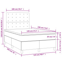 vidaXL Boxspringbett mit Matratze &amp; LED Dunkelgrau 120x190 cm Stoff