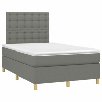 vidaXL Boxspringbett mit Matratze &amp; LED Dunkelgrau 120x190 cm Stoff