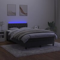 vidaXL Boxspringbett mit Matratze &amp; LED Schwarz 120x190 cm Samt