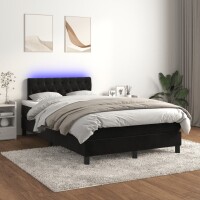 vidaXL Boxspringbett mit Matratze &amp; LED Schwarz 120x190 cm Samt