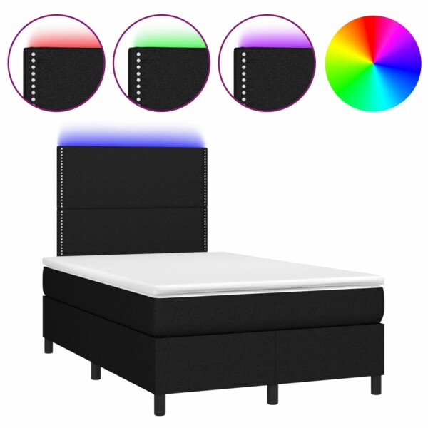 vidaXL Boxspringbett mit Matratze &amp; LED Schwarz 120x190 cm Stoff