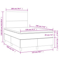 vidaXL Boxspringbett mit Matratze &amp; LED Dunkelgrau 120x190 cm Stoff