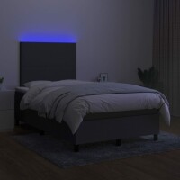 vidaXL Boxspringbett mit Matratze &amp; LED Dunkelgrau 120x190 cm Stoff