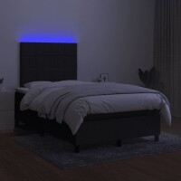 vidaXL Boxspringbett mit Matratze &amp; LED Schwarz 120x190 cm Stoff