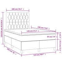 vidaXL Boxspringbett mit Matratze &amp; LED Dunkelgrau 120x190 cm Samt