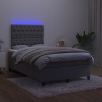 vidaXL Boxspringbett mit Matratze &amp; LED Dunkelgrau 120x190 cm Samt