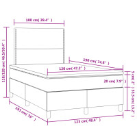 vidaXL Boxspringbett mit Matratze &amp; LED Schwarz 120x190 cm Samt