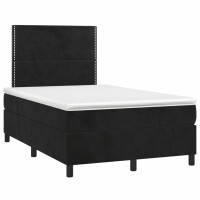 vidaXL Boxspringbett mit Matratze &amp; LED Schwarz 120x190 cm Samt