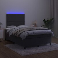 vidaXL Boxspringbett mit Matratze &amp; LED Schwarz 120x190 cm Samt