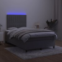 vidaXL Boxspringbett mit Matratze &amp; LED Dunkelgrau 120x190 cm Samt