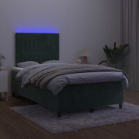 vidaXL Boxspringbett mit Matratze &amp; LED Dunkelgr&uuml;n 120x190 cm Samt