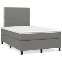 vidaXL Boxspringbett mit Matratze Dunkelgrau 120x190 cm Stoff