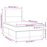 vidaXL Boxspringbett mit Matratze Dunkelgrau 120x190 cm Stoff