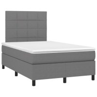 vidaXL Boxspringbett mit Matratze Dunkelgrau 120x190 cm Stoff