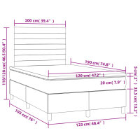 vidaXL Boxspringbett mit Matratze Dunkelgrau 120x190 cm Stoff