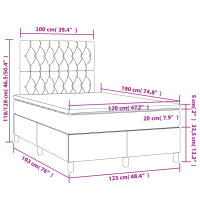 vidaXL Boxspringbett mit Matratze Schwarz 120x190 cm Stoff