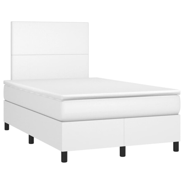 vidaXL Boxspringbett mit Matratze Wei&szlig; 120x190 cm Kunstleder