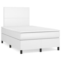 vidaXL Boxspringbett mit Matratze Wei&szlig; 120x190 cm Kunstleder