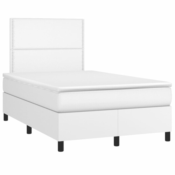 vidaXL Boxspringbett mit Matratze Wei&szlig; 120x190 cm Kunstleder