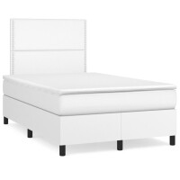 vidaXL Boxspringbett mit Matratze Wei&szlig; 120x190 cm Kunstleder