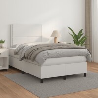 vidaXL Boxspringbett mit Matratze Wei&szlig; 120x190 cm Kunstleder