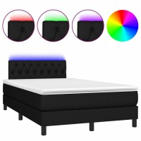 vidaXL Boxspringbett mit Matratze &amp; LED Schwarz 120x190 cm Stoff