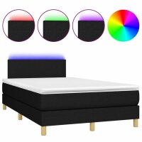 vidaXL Boxspringbett mit Matratze &amp; LED Schwarz 120x190 cm Stoff