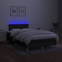 vidaXL Boxspringbett mit Matratze &amp; LED Schwarz 120x190 cm Stoff