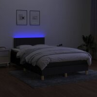 vidaXL Boxspringbett mit Matratze &amp; LED Schwarz 120x190 cm Stoff