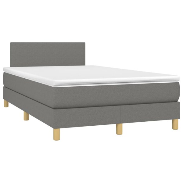 vidaXL Boxspringbett mit Matratze Dunkelgrau 120x190 cm Stoff