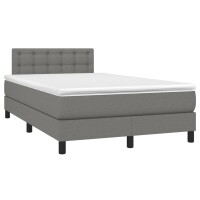 vidaXL Boxspringbett mit Matratze Dunkelgrau 120x190 cm Stoff