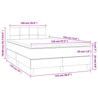 vidaXL Boxspringbett mit Matratze Dunkelgrau 120x190 cm Stoff