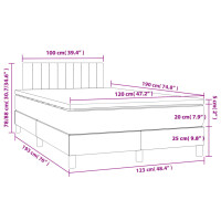 vidaXL Boxspringbett mit Matratze Dunkelgrau 120x190 cm Stoff