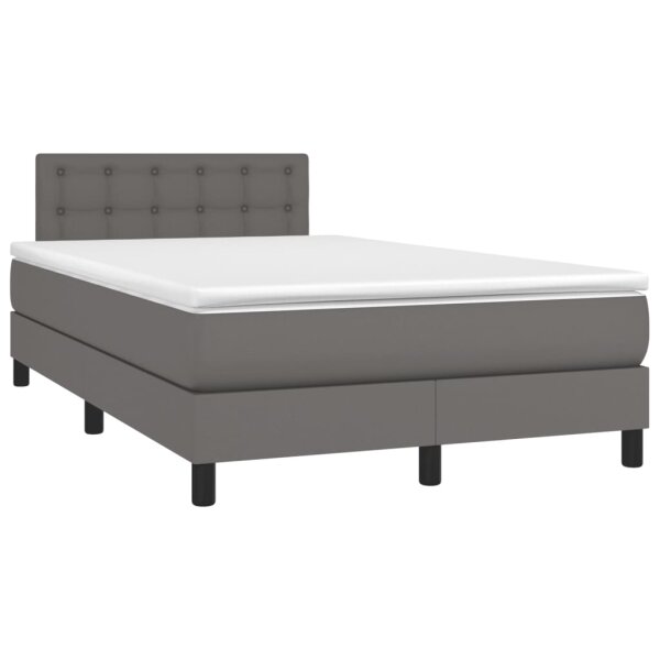 vidaXL Boxspringbett mit Matratze Grau 120x190 cm Kunstleder