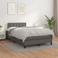 vidaXL Boxspringbett mit Matratze Grau 120x190 cm Kunstleder