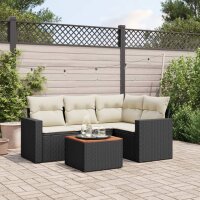 vidaXL 5-tlg. Garten-Sofagarnitur mit Kissen Schwarz Poly...