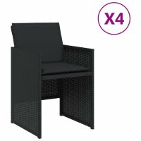 vidaXL Gartenst&uuml;hle mit Kissen 4 Stk. Schwarz Poly Rattan