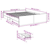 vidaXL Bettgestell mit Schubladen Braun Eichen-Optik 150x200 cm