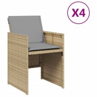 vidaXL Gartenst&uuml;hle mit Kissen 4 Stk. Beigemischung Poly Rattan