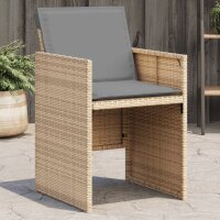 vidaXL Gartenst&uuml;hle mit Kissen 4 Stk. Beigemischung Poly Rattan