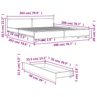 vidaXL Bettgestell mit Schubladen Sonoma-Eiche 200x200cm Holzwerkstoff