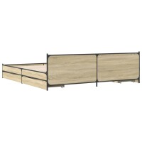 vidaXL Bettgestell mit Schubladen Sonoma-Eiche 200x200cm Holzwerkstoff