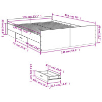 vidaXL Bettgestell mit Schubladen Braun Eichen-Optik 135x190 cm