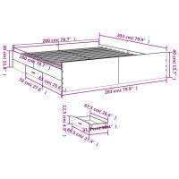 vidaXL Bettgestell mit Schubladen Wei&szlig; 200x200 cm Holzwerkstoff